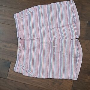 Talbots Striped Linen Blend Pullon Shorts size 10